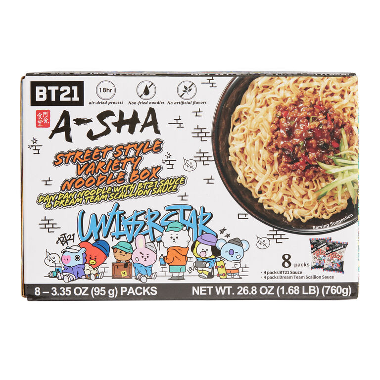 A-Sha x BT21 Street Style Instant Noodles Variety Box 8 Pack image number 1
