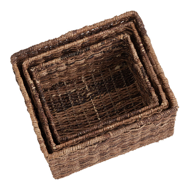 Madras Dark Brown Abaca Utility Basket image number 3
