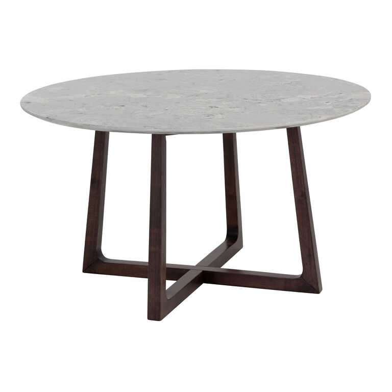 Conway Round Wood And Faux Marble Dining Table image number 1
