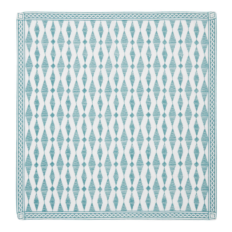 Teal And White Diamond Napkin Set of 4 image number 2