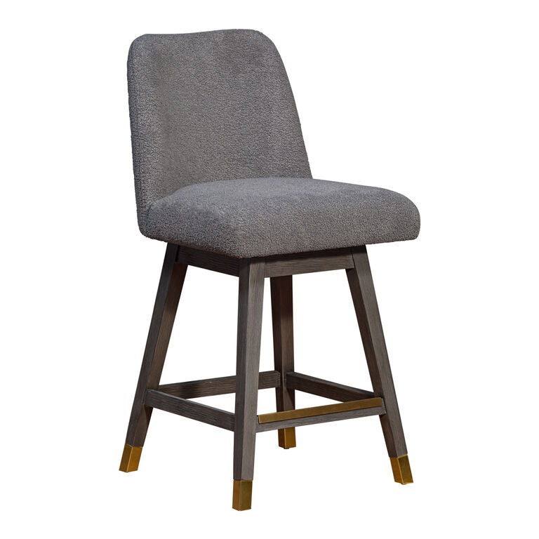 Worgan Boucle Upholstered Swivel Counter Stool image number 1