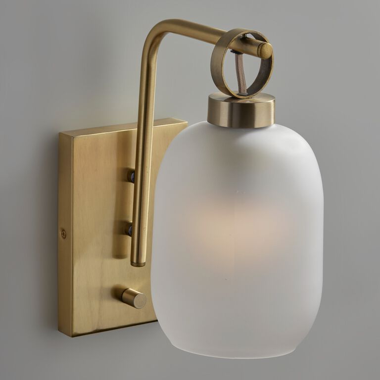 Lancaster Antique Brass And Frosted Glass Wall Sconce image number 2