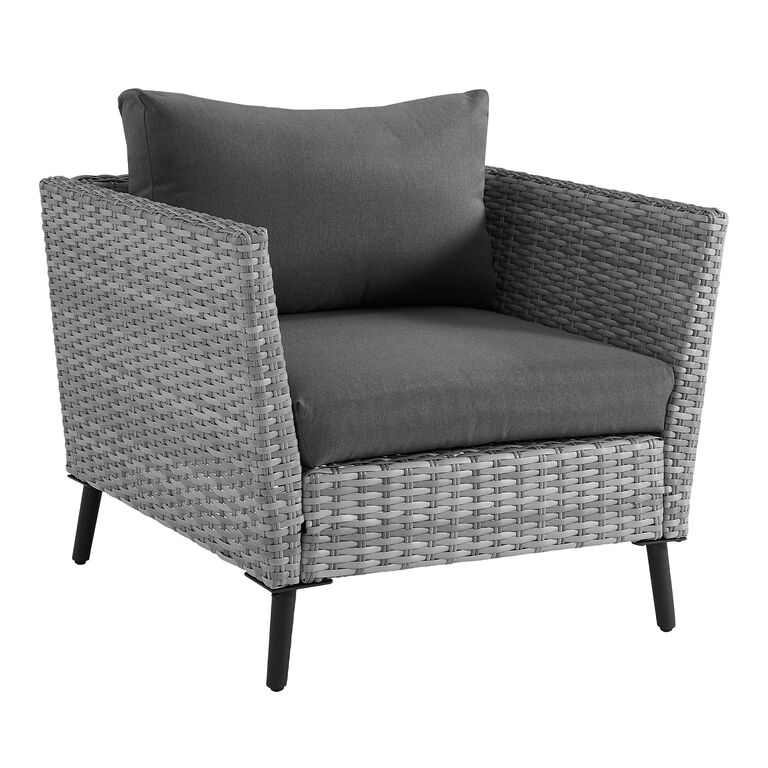 Malique Gray All Weather Wicker Outdoor Armchair Set of 2 image number 1