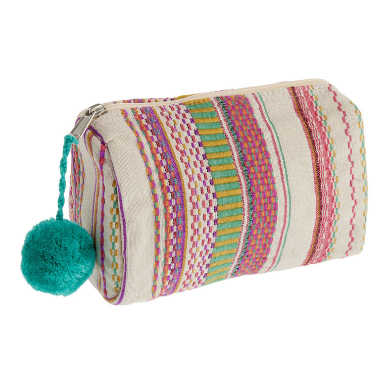 Multicolor Geometric Stripe Upcycled Zip Pouch image number 1