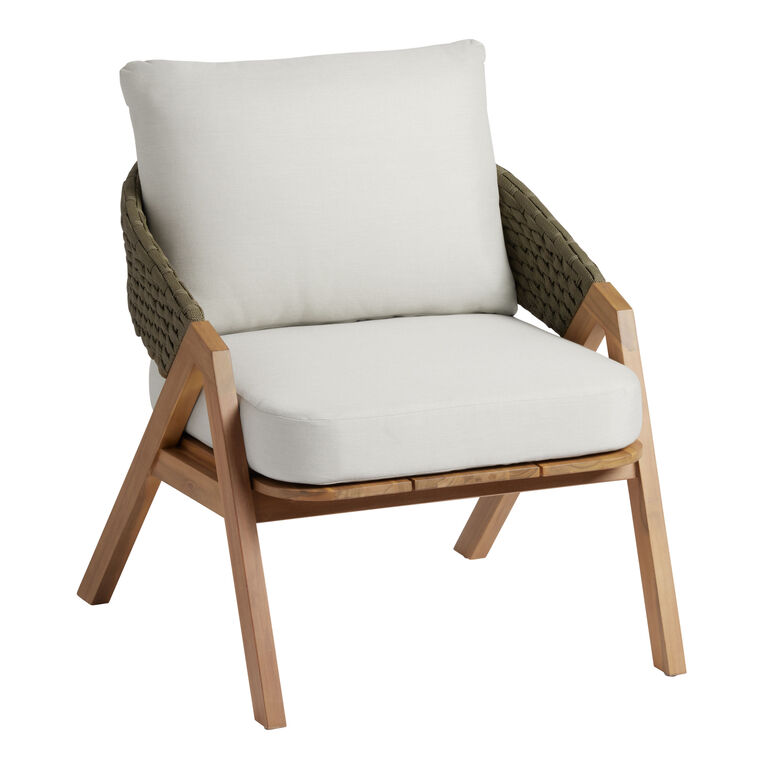 Orotina Olive Green Rope and Wood A Frame Outdoor Chair image number 1
