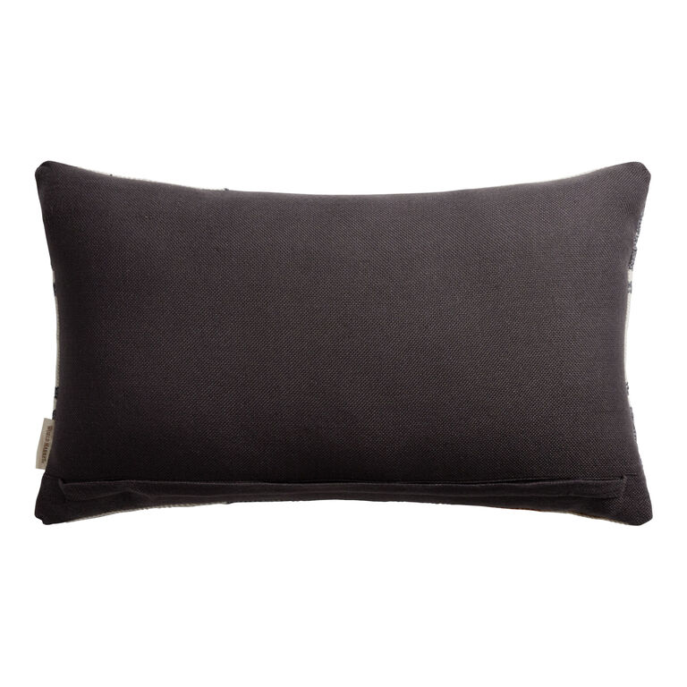 Black And Ivory Stripe Check Indoor Outdoor Lumbar Pillow image number 3