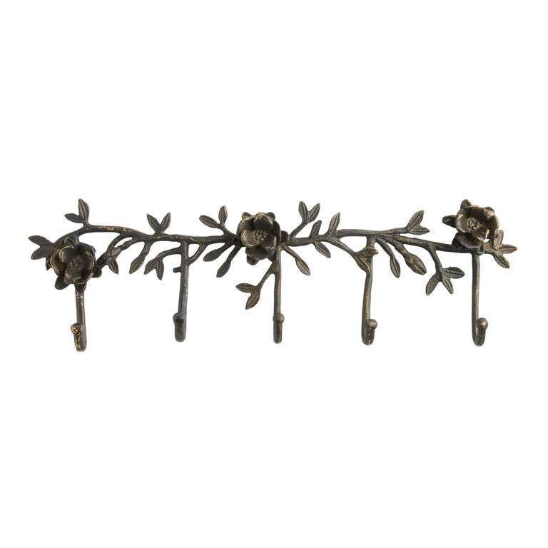 Antique Bronze Rustic Floral Wall Rack image number 3