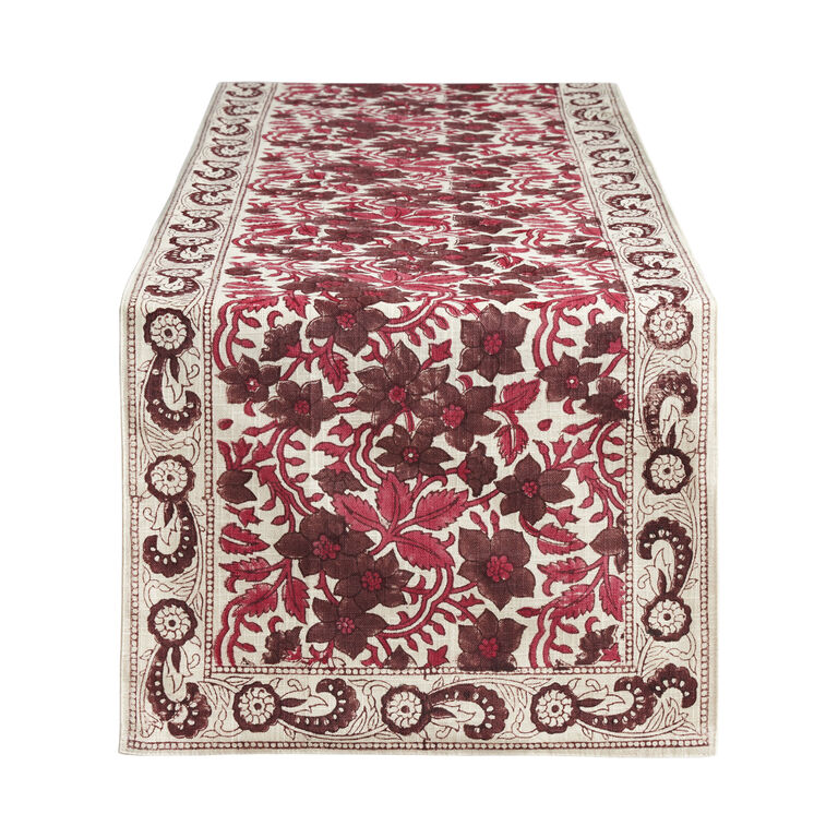 Fuchsia Floral Block Print Table Runner image number 1