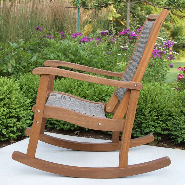Galena Gray All Weather Wicker and Wood Rocking Chair image number 3