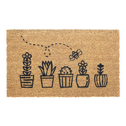 Black and Natural Topiary Coir Doormat