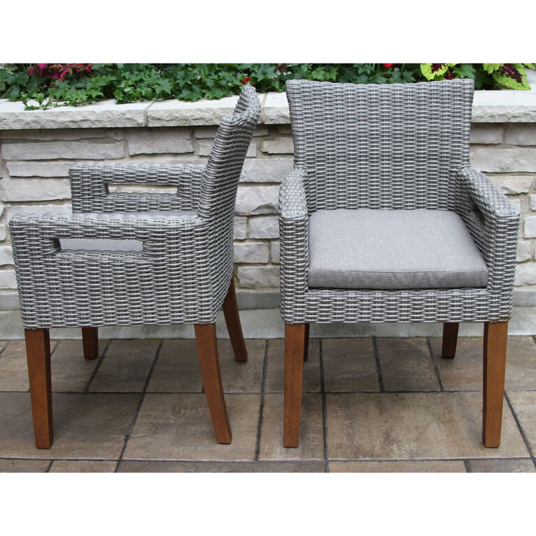 Kimo Gray All Weather Wicker Outdoor Chair Set of 2 image number 3