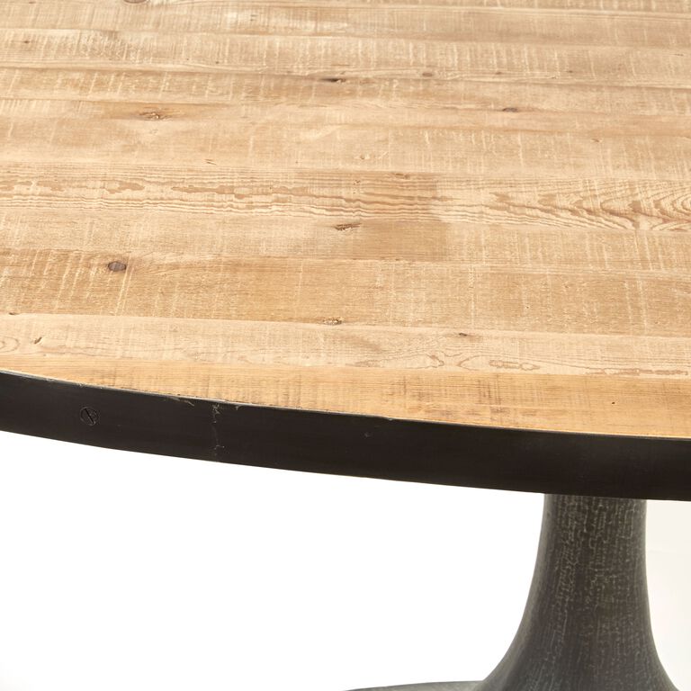 Gibson Oval Reclaimed Pine and Metal Dining Table image number 2