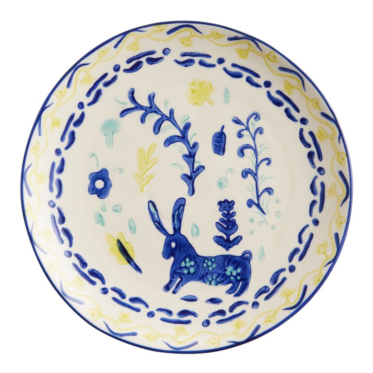 Blue And Aqua Floral Hand Painted Salad Plate image number 1