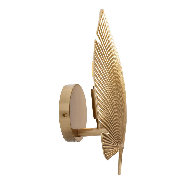 Brass Metal Palm Leaf Wall Sconce image number 3