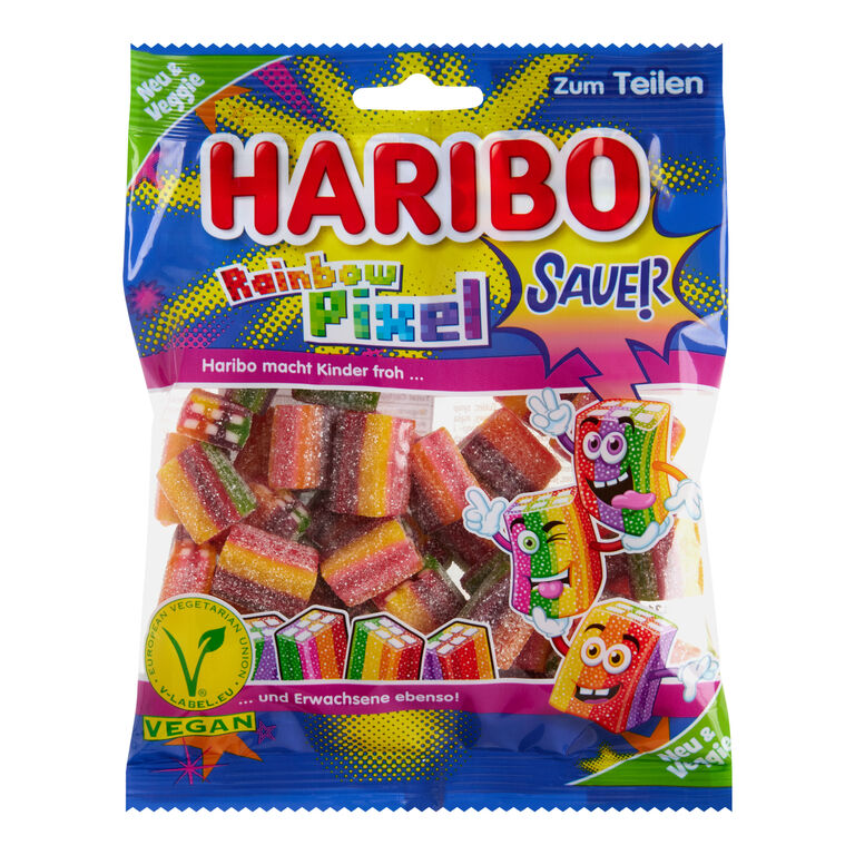 Haribo Sour Rainbow Pixel Gummy Candy Bag image number 1
