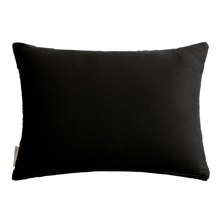 Black And Ivory Leaf Stripe Lumbar Pillow image number 3