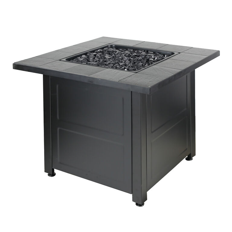 Valdivia Square Black Ceramic and Steel Gas Fire Pit Table image number 1