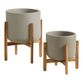 Sevilla Cement Outdoor Planter With Wood Stand image number 0