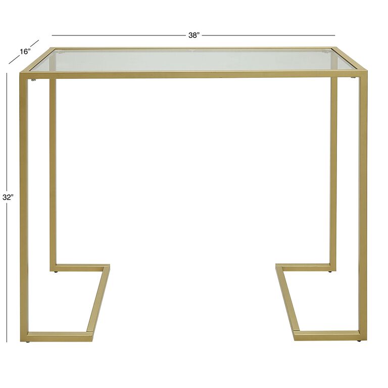 Gold Glass Top Console Table image number 4