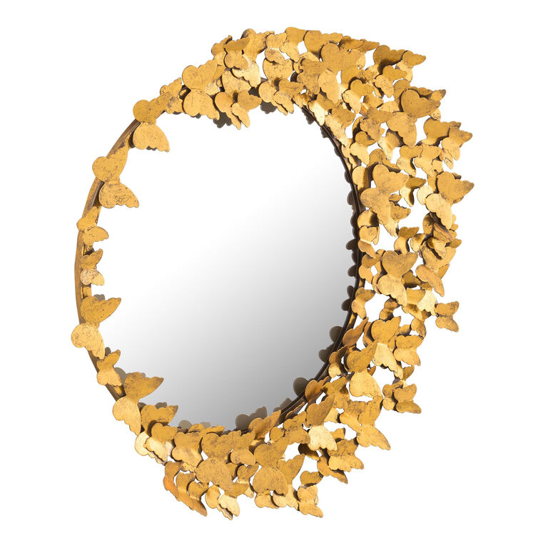 Gold Metal Asymmetrical Butterfly Wall Mirror image number 3