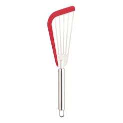 Red Silicone Edge Stainless Steel Slotted Fish Turner