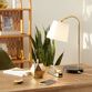 Aida White Linen and Metal Adjustable Task Lamp with USB image number 1