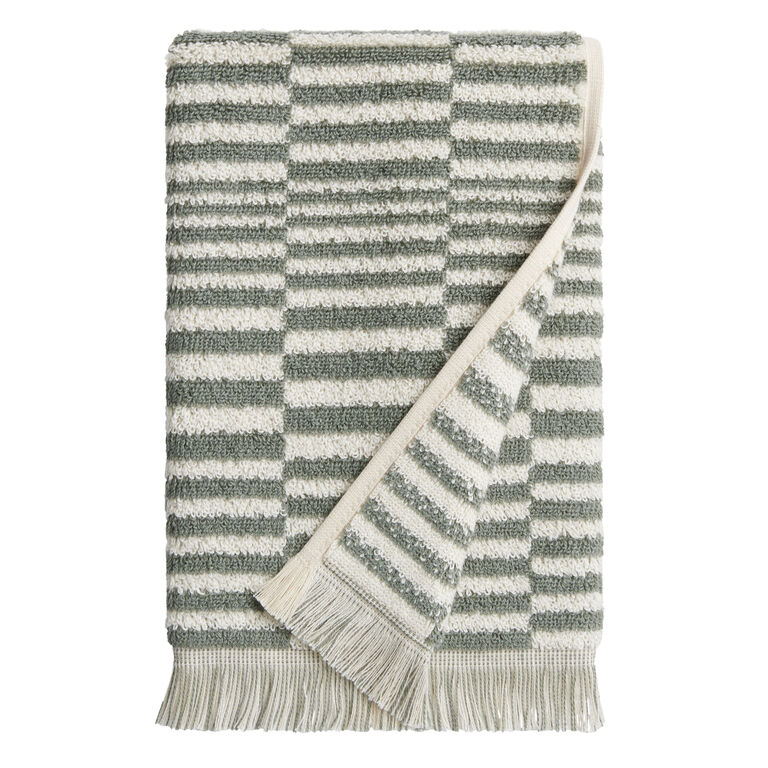 Mindee Laurel Green and Ivory Check Towel Collection image number 3