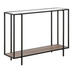 Tess Black Metal and Glass Top Console Table