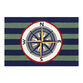 Blue and Green Striped Compass Indoor Outdoor Rug image number 0