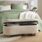 Belize Cream Boucle Curved Upholstered Storage Bench image number 1