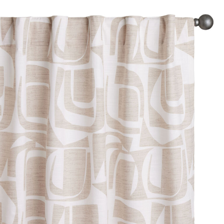 Ames Woven Cotton Abstract Sleeve Top Curtains Set of 2 image number 1