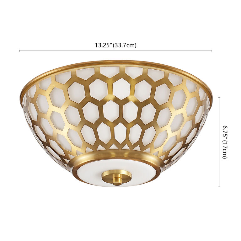 Brianna Gold And White Honeycomb Flush Mount Ceiling Light image number 5