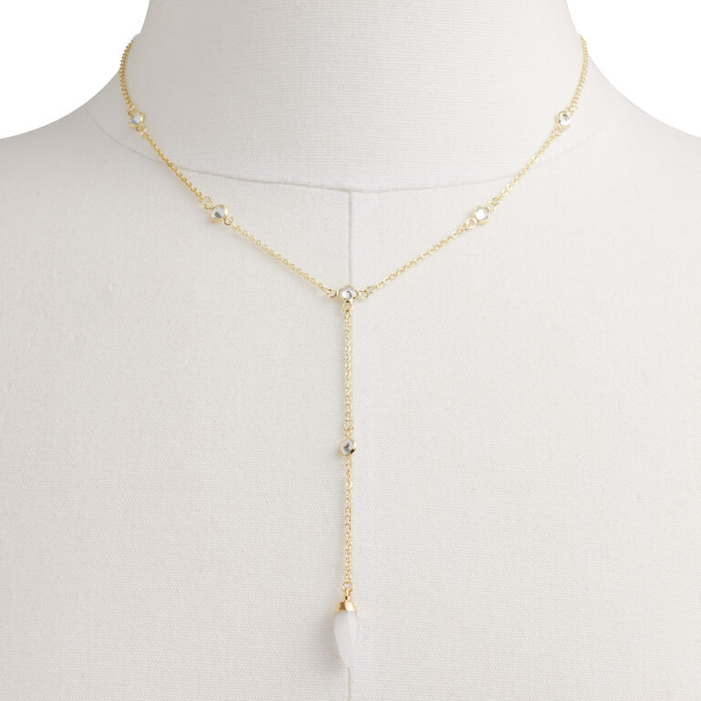 Cubic Zirconia 14k Gold Plated Lariat Necklace image number 2