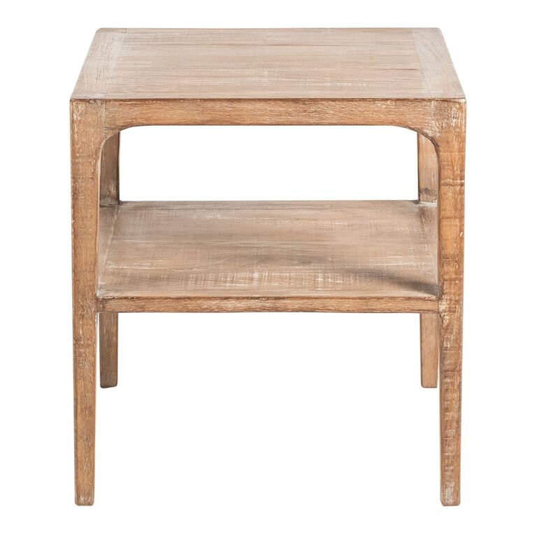 Indio Whitewash Reclaimed Pine End Table with Shelf image number 2
