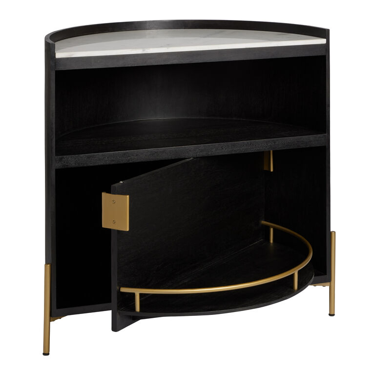 Gianni Half Circle Wood and Marble Top Bar Cabinet image number 5