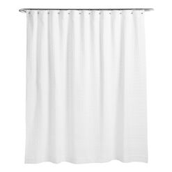 White Waffle Wide Weave Shower Curtain