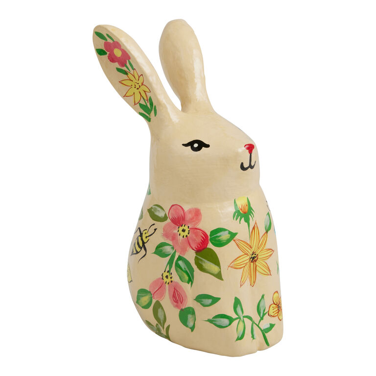 Handmade Paper Mache Floral Rabbit Decor image number 2