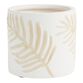 White And Tan Embossed Leaf Ceramic Planter image number 0