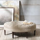 Stan Oval Natural Linen Tufted Upholstered Ottoman image number 2