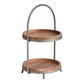 Round Mango Wood and Metal 2 Tier Serving Stand image number 0