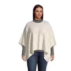 Ivory Speckle Chenille Cable Knit Sweater Poncho