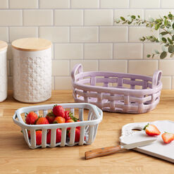 Large Lilac Ceramic Basketweave Kitchen Basket