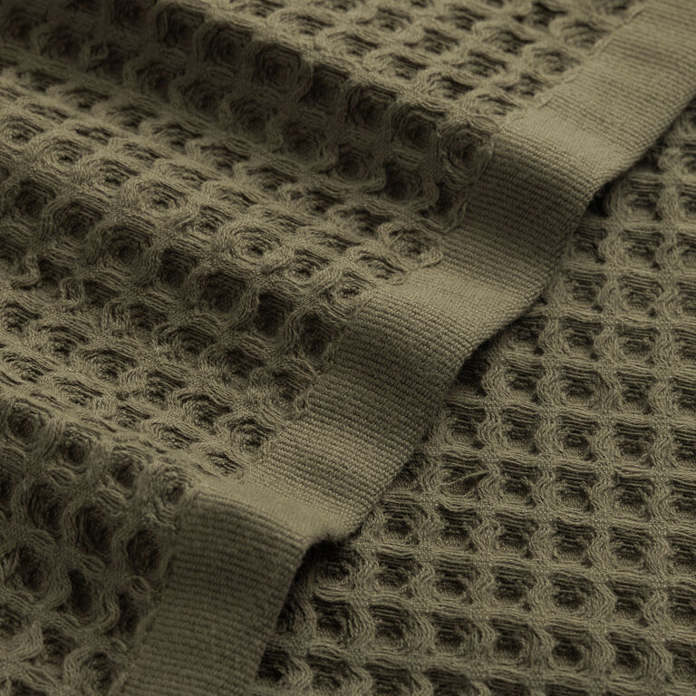 Olive Waffle Weave Cotton Hand Towel image number 4