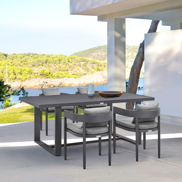 Chania Black Metal 5 Piece Outdoor Dining Set image number 2