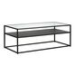 Gia Black Metal and Glass Top Coffee Table with Shelf image number 1
