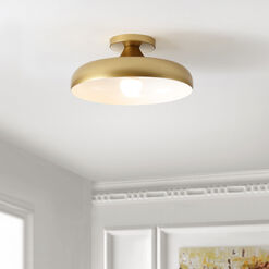 Alessia Gold And White Metal Semi Flush Mount Ceiling Light