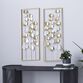 Metallic Gold and White Leaf Metal Panel Wall Decor 2 Piece image number 1