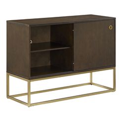 Byron Dark Brown Wood Media Stand With Record Storage