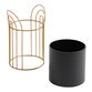 Black Metal Planter With Arched Gold Stand image number 1