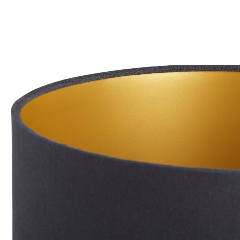 Black Linen Drum Table Lamp Shade with Gold Lining image number 4